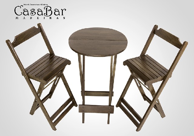 Foto 1 - Jogo de mesa dobravel 04 cadeiras madeira maciça